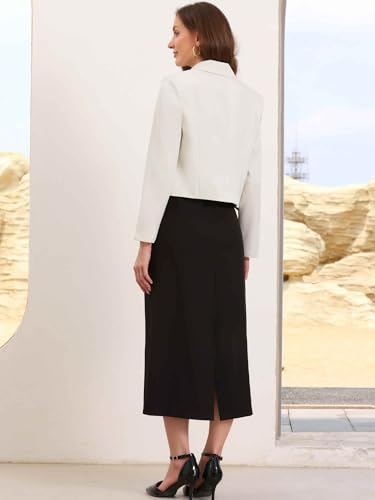 Allegra K Cropped Blazer for Women Notched Collar Long Sleeve Suit Jacket Business Casual Blazers3