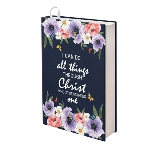 Dolyues Bible Book Sleeve Covers Hard Books Cover for Paperback, Bible Proverbs Book Covers for Textbooks Stretchable Christian Book Sox-I CAN DO All Things