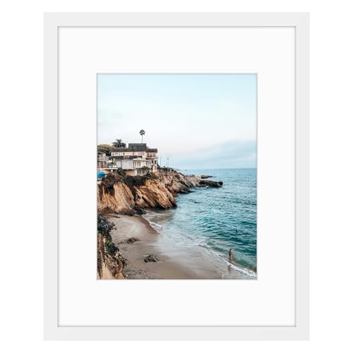 Frametory 16x20 Frame with Mat for 11x14, Real Glass, White