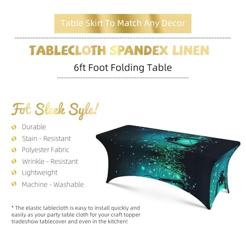 Nappe de table extensible élasthanne motif lucioles imprimé lavable