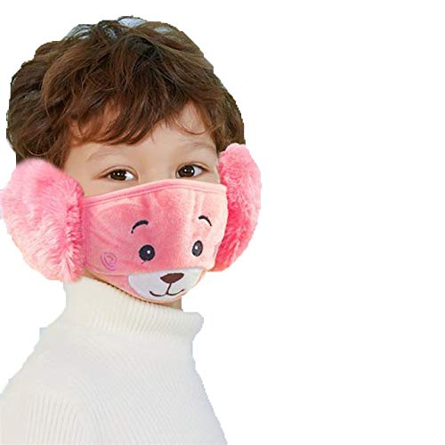Okara Kids Girls and Boys Warm Winter Face Mask with Plush Ear Muffs Covers, Multicolor, (3 Years to 10 Years) for Autumn Winter (Set of 1 piece)