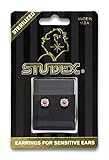 STUDEX Sensitive Stud Earrings Gold Plated 5mm Pink Cubic-Zirconia in a Tiffany Setting