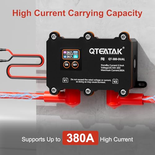 Image of 12V 24V 380A Smart Dual Battery Isolator Remote Battery Disconnect | Prevent Battery Drain for Car Truck RV, Low Voltage Cutoff /Acc Power Kill /Interval Mode, Manual /Auto /Remote Control