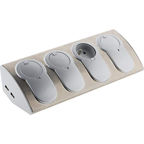 Otio - Bloc multiprise cuisine à câbler 4 prises + 2 USB parafoudre