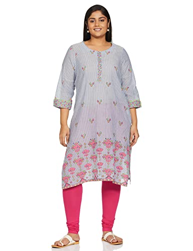 Image of Rangriti Blue Cotton Straight Kurta