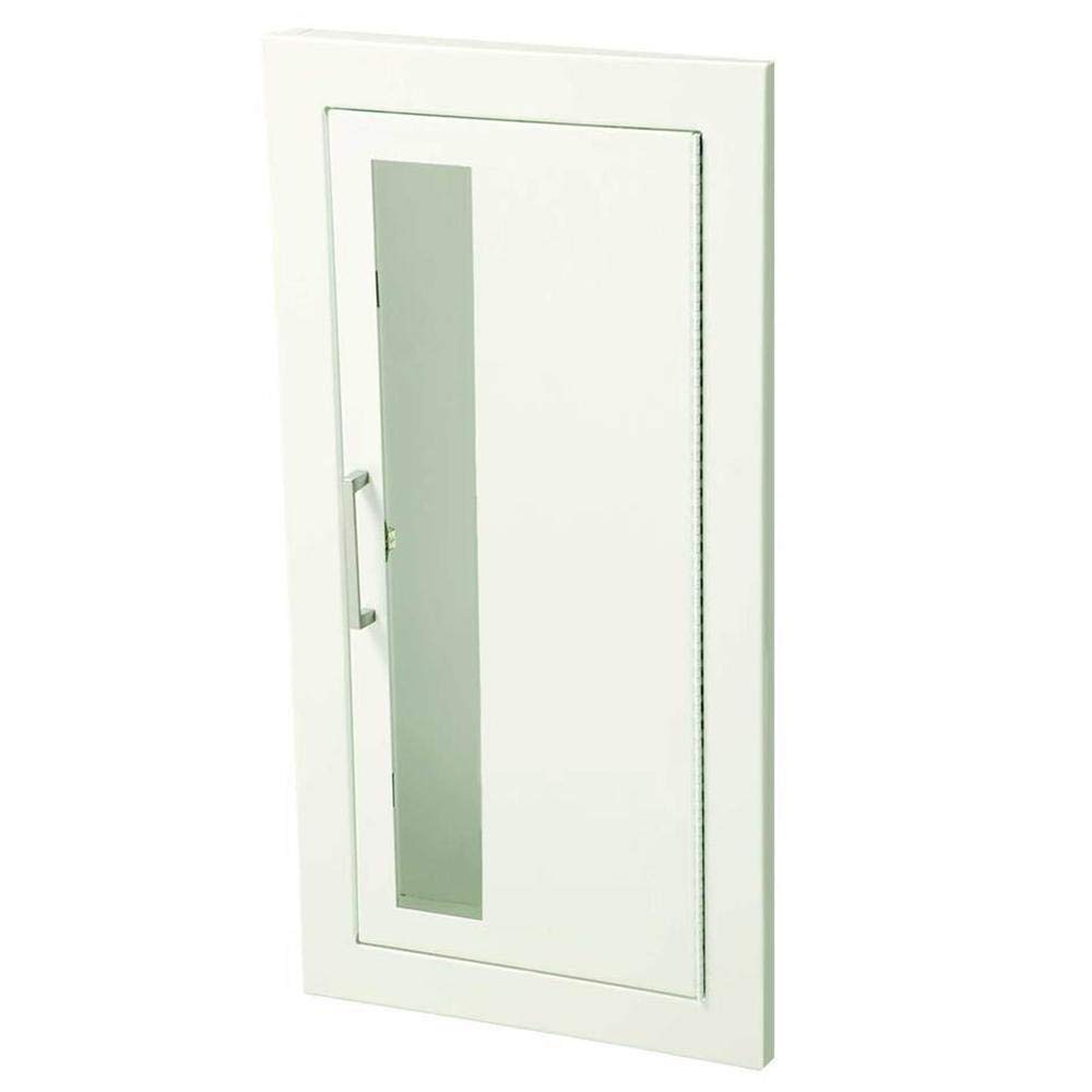 Fire Extinguisher Cabinets White, Fully Recessed, Flat Trim, Vertical Duo Door 1815V10