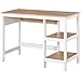 HOMCOM Schreibtisch mit 2 Ebenen Regal, Computertisch, Bürotisch, MDF, Natur+Weiß, 110 x 48 x 76,2 cm