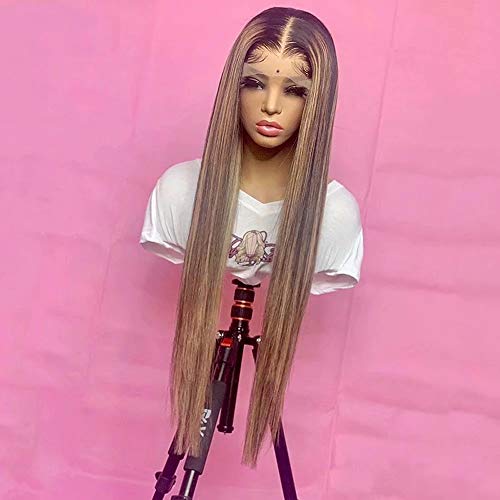 QUINLUX-WIGS-Honey-Blonde-Ombre-Highlight-color-Straight-Human-Hair-Wigs-180-Density4T27-Wigs-13X6-HD-Transparent-Lace-Front-Wig-Glueless-Wig-Brazilian-Remy-Human-Hair-With-Baby-Hair-for-Black-Women-2