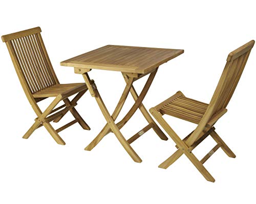 Conjunto de Teca. Mesa Cuadrada 70cm ø + 2 Sillas Reforzadas Cover