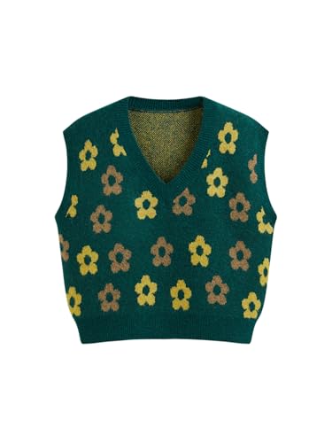CIDER Floral Sweater Vest for Women Sleeveless Knitted V Neck Knitwear Cute 2025 Trendy Sweater