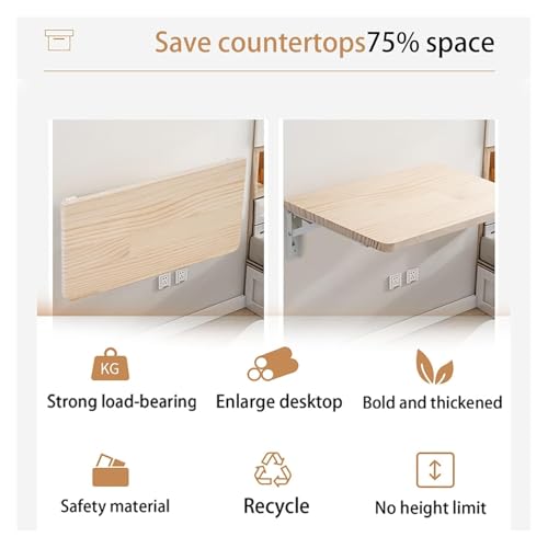 Établi mural pliable compact étagère flottante 60x20 cm - 5