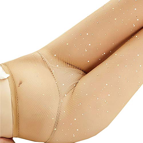 Image of Ulalaza Sparkle Hollow Out Letter Nude Colorful Rhinestone Hot Drilling Fishnet Pantyhose Tights for women Luminous