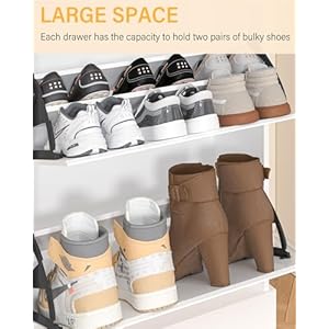 X design shoe cabinet with 3 flip drawers 15 pair narrow entryway organizer american style walnut top anti tip fits behind doors 66x255cm  urban country home decor