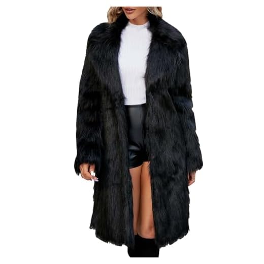 Manteau en Fausse Fourrure pour Femme,Mi-Longue en Fausse Chaude Veste Femme Manteau d'hiver en Fausse Fourrure Mode Col Carré Longue Fausse Fourrure Femmes Manteau Fausse Fourrure Hiver