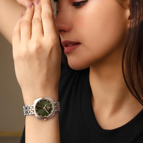 Image of Carlton London Women Celeste Analog Watch, Square Dial, Stainless Steel Strap, Quartz Movement, 30M Water Resistant, Casual Wear