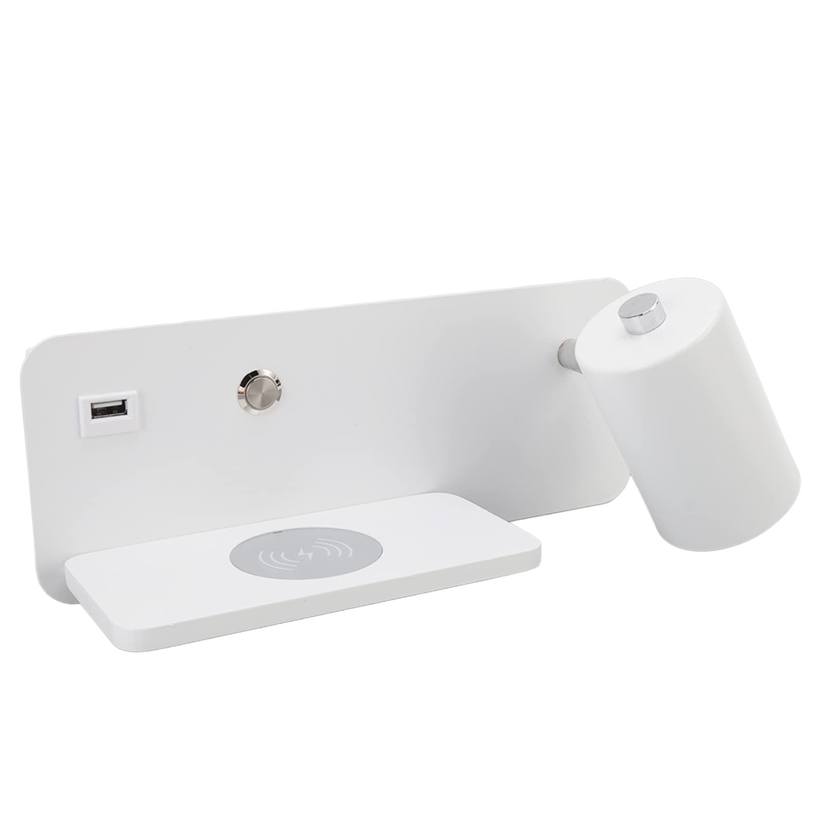 Zerodis Wireless Charging LED Wall Lamp with Adjustable Lamp Holder USB Charging Port Simple and Fashionable Suitable for Living Room Bedroom (White Right)