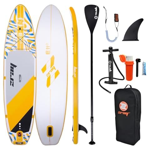 Outraveler Inflatable Stand Up Paddle Board with SUP Accessories, 11'x32 x5 Non-Slip SUP, Yellow Cover
