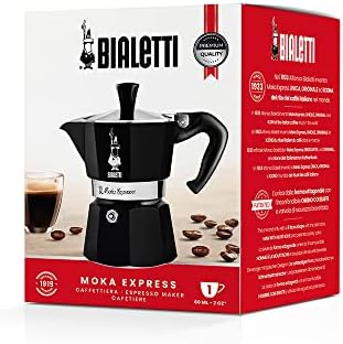 Bialetti Moka Express Black Caffettiera, Alluminio, 1 Tazza, Nero