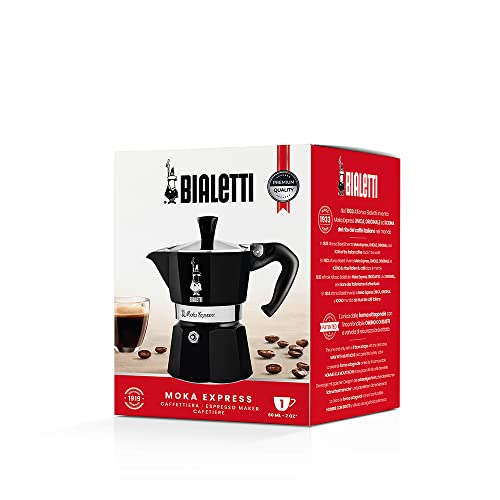 Bialetti Moka Express Black Caffettiera, Alluminio, Nero, 1 Tazza