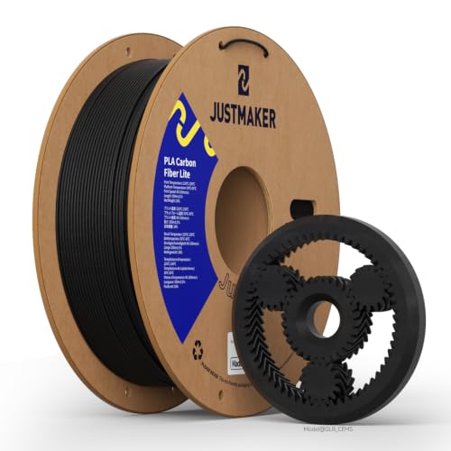 JUSTMAKER PLA Carbon Fiber Lite 3D Printer Filament, Upgrade Strength Matte Filament, Upgrade Cardboard Spool, Dimension