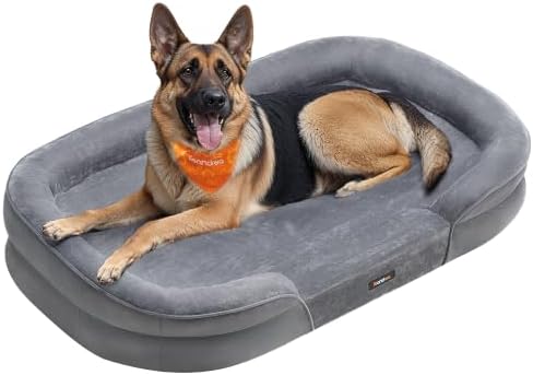 Feandrea Hundebett, orthopädisch, für mittelgroße Hunde, 122 x 85 x 18 cm | Hundekissen, wasserdichte Innenschicht, erhöhte Ränder, abnehmbarer, waschbarer Bezug, rutschfest, hellg