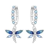 SOUTHPLUS Pendientes de plata de ley 925 con diseño de mariposa, pendientes de libélula, pendientes de plata 925, pendientes colgantes para mujer, regalo para mujeres, novias, niñas, con caja de