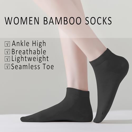 Image of EPEIUS Women's Bamboo Ankle Socks - Seamless Toe, Low Cut, No Show, Lightweight 3 /6 Pack