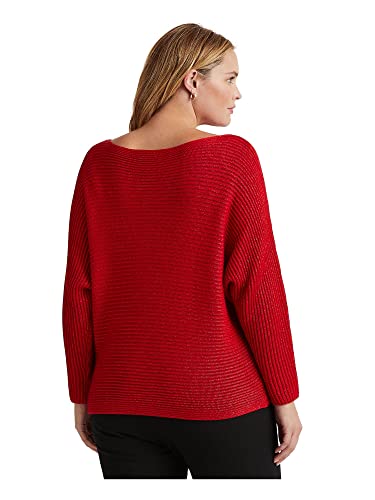 Lauren Ralph Lauren Women’s Dolman-Sleeve Boatneck Sweater Lipstick Red Lurex Large #TOP1