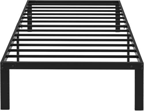 سرير بهيكل من المعدن بعرض 90 سم، إطار سرير معدني بسيط مع مساحة تخزين تحت السرير شديد التحمل، إطار سرير متين مقاس واحد مناسب لغرفة النوم مقاس 90 سم × 1.90 م