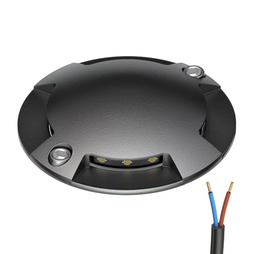 ledscom.de LED Bodenleuchte, Wegmarkierung RUNDA für außen, IP67, 4-flammig, anthrazit, rund, 70mm Ø, warmweiß