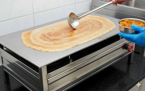 Image of Amaru Stainless Steel Commercial Dosa Bhatti for Hotel & Restaurant Use | Heavy-Duty Dosa Cooking Bhatti with Bullet Burner And Tawa (Size-30Lx15Wx12H Tawa 6mm (Size-36Lx15Wx12H Tawa 6mm)