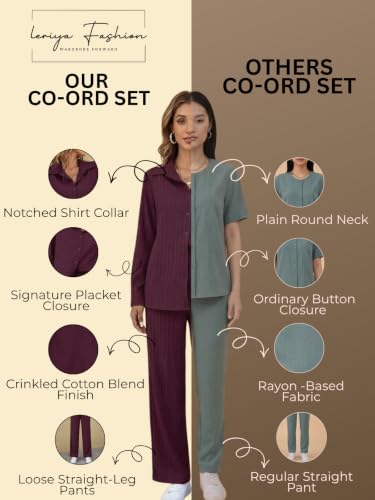 Image of Leriya Fashion Co-ord Set for Women Stylish - Trendy Korean Summer Travel Outfit | Lightweight Two Piece Dress for Beach & Holiday Look | Casual Style Textured Dress for Woman