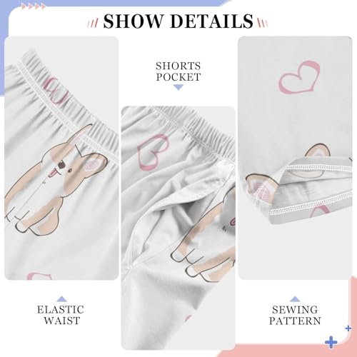 Corgi and Heart Boys Pants Boys Athletic Pants Long Pant for Boywith Pockets Wide-Leg Size 6-14Y4