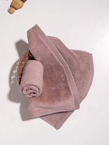 Image of DAMENSCH 100% Cotton Face Towel, Super Soft Gym for Workout, Ultra Absorbent Towel for Women, Quick Dry, Long Lasting Colours Face Towel Set-Dusty Pink I