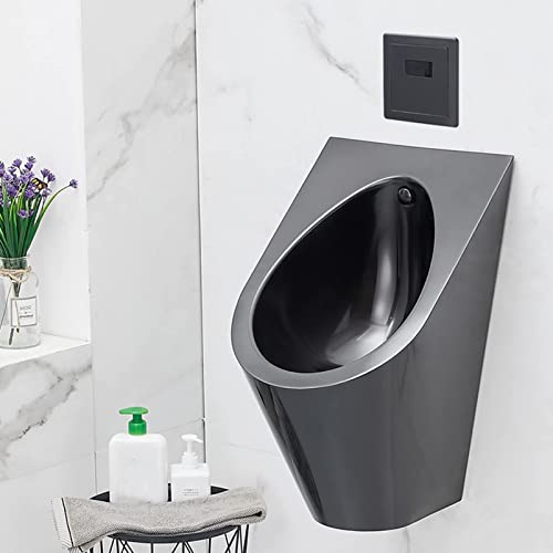 OTQEFTN Stainless Steel Urinal, Wall-Mounted Automatic Flushing Urinal, Urinal Set with High-Efficiency Flushing Valve, Smart Non-Contact Drainage Urinal, Suitable for Families