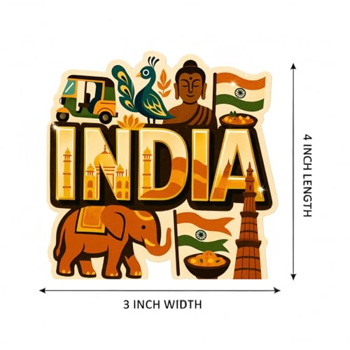 Image of Souvenir Fridge Magnet | 4x3 Inch Collectible Travel Decor | Strong & Durable Refrigerator Magnet with Iconic Landmarks for Travelers (India)