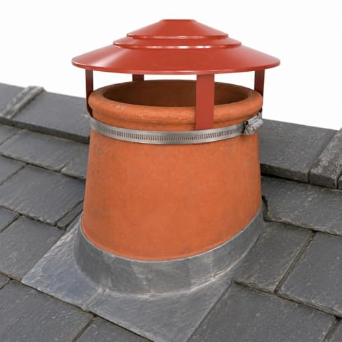 Reeds Chimney Capping Cowl 200250mm Terracotta Chimney Pot Cap Cover for Unused Chimneys Includes Strap Fixing Kit Model 19-03010302