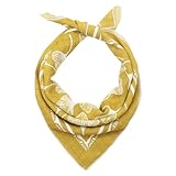 LJBFNN Floral Bandanas for Women Men, 21.56' Square Cotton Head Scarf Bandana Headband Handkerchief for Beach Camping Running (Yellow-Ginkgo biloba)