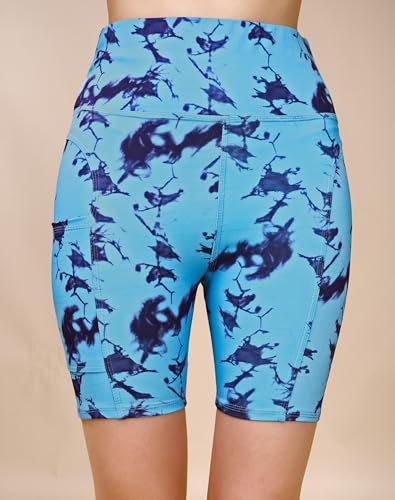 Image of High Waist Sports Activewear Printed Shorts for Women Ideal for Gym and Yoga or Cycling with Side Pocket, Stretchable, Flexible, Slim Fit