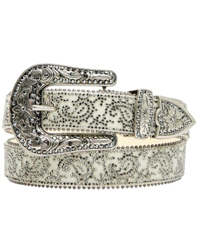 Shyanne Women's Stasia Rhinestone Paisley Print Belt - SAHO23BT7-WHT X-