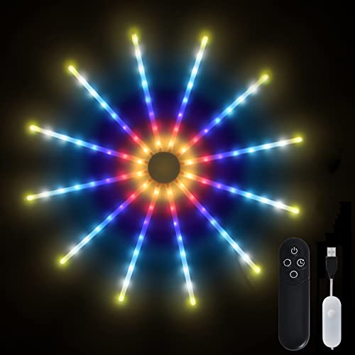 LISGHTJS Firework Lights,18 Modes Starburst Fairy Lights with Remote Christmas Lights Wedding Decorative Fireworks Hanging Lights for Bedroom Party Wall Christmas Decorations LISGHTJS Firework Lights,18 Modes Starburst Fairy Lights with Remote Christmas Lights Wedding Decorative Fireworks Hanging Lights for Bedroom Party Wall Christmas Decorations