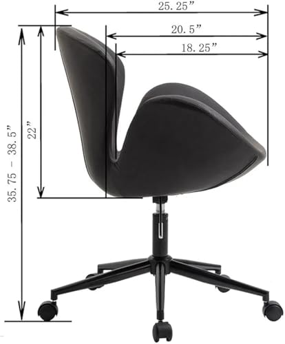 Image of Modern Swivel Lounge Chair with Hydraulic Lift for Home Office Hotel Cafe (Black-Black)
