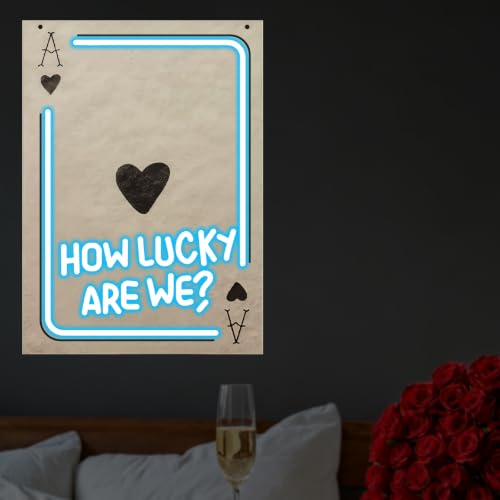 Image of Ace of Heart Neon Sign, How Lucky Are We LED Light, Gift for Lover