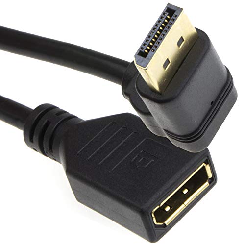 Image of kenable Right Angle DisplayPort v1.2 Extension Cable Male to Female 4K 3840x2160 60Hz Monitor Lead Black 0.5m 50cm