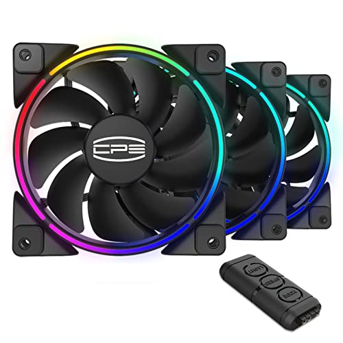 CP3 RGB Computer Fans Addressable 120mm Case Cooling Fan Dual Lighting Loop Quiet Fan Compatible with AURA Sync, PWM PC Fan for Computer Case&Liquid Radiator Fan Adjustable Speed: 1000-1800RPM(3Packs)