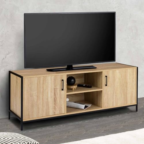 Meuble TV Industriel Detroit 140 cm 4 rangements IDMarket