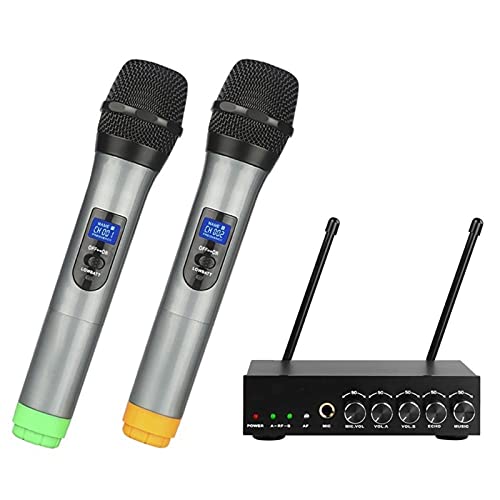 Mikrofone UHF. Dual Channel Wireless Handheld-Mikrofon Professionelles dynamisches Mikrofon einfach zu bedienendes Karaoke-WLAN-Mikrofonsystem karaoke mikrofon (Color : US-plug) Cover