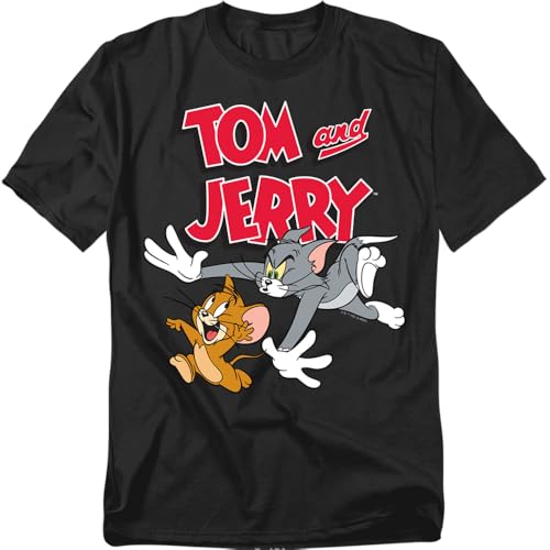 Popfunk Tom and Jerry Chase Me Unisex Adult T Shirt, Black, Large