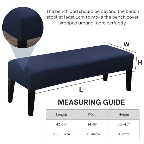 Image of SearchI Dining Bench Cover, Stretch Washable Long Bench Seat Covers, Rectangle Dining Table Bench Slipover for Dining Room, Living Room, Kitchen(Midnight Blue)