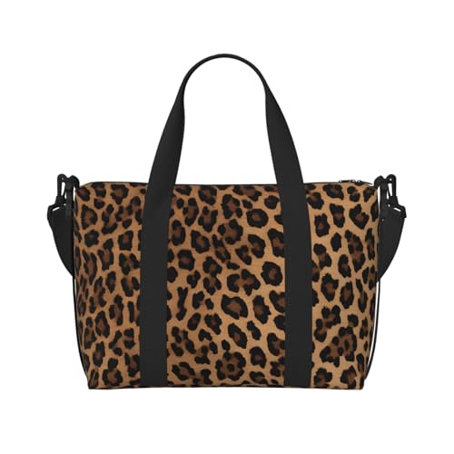 Sac de sport pliable ultra léger noir à motif léopard avec volume optimisé One Size